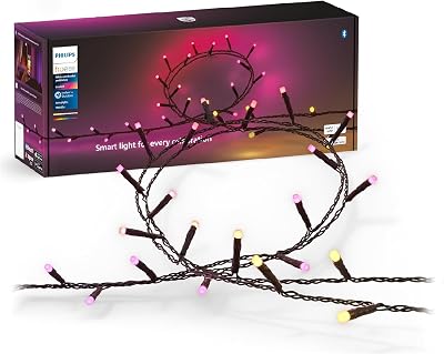 Philips Hue Guirnalda Festavia, Luz Blanca y de Colores, Regulable, 500 Micro LEDs, 40 m, Resistente al Agua, Compatible con Amazon Alexa, Echo, Echo Dot