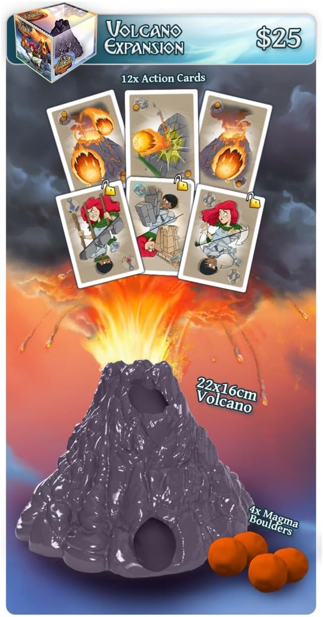 Catapult Kingdoms: Volcano! Expansion (KICKSTARTER Exclusive) Ready, aim... Ouch! HOT! HOT! HOT! Defend Your Castle from Flowing Lava!