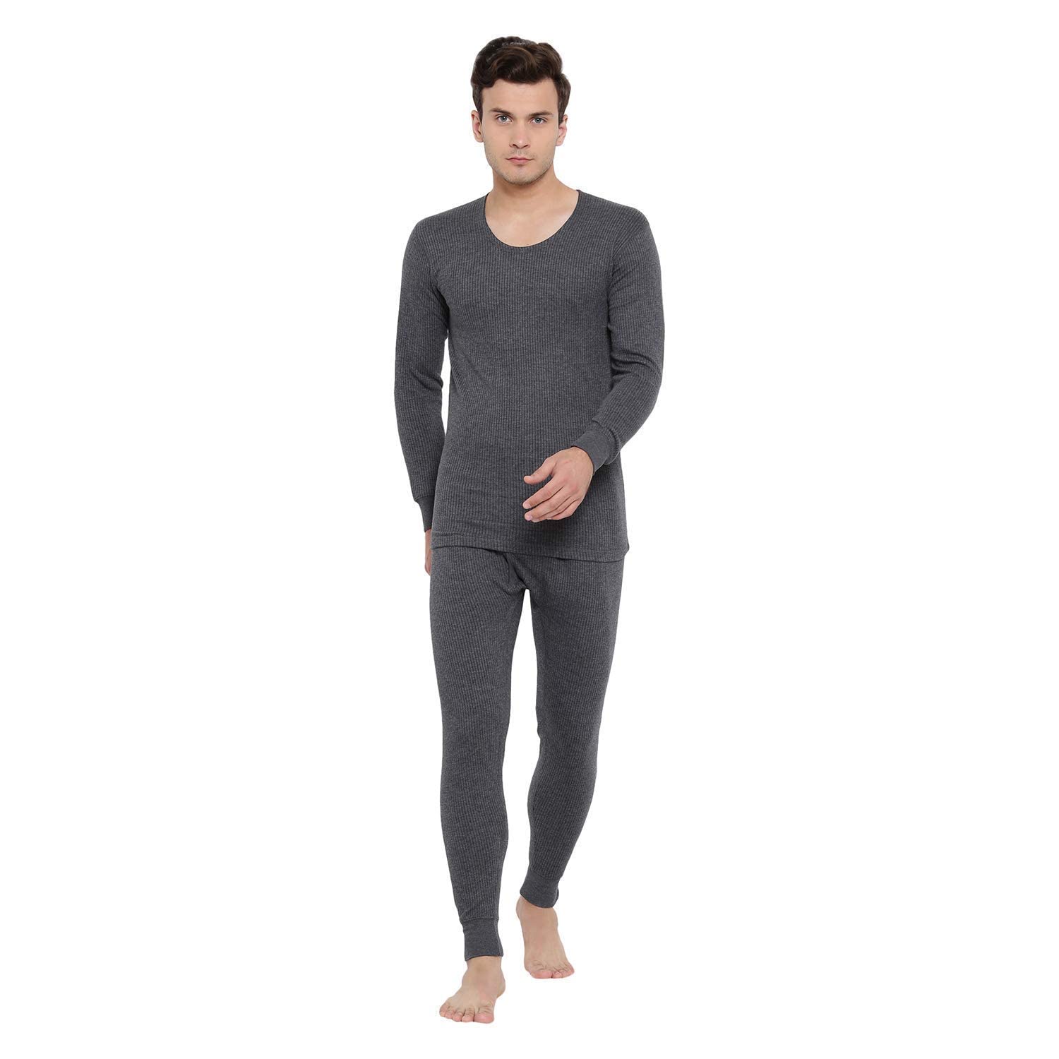 first sleep Men Thermal Set for Winter Top & Bottom Wear Color Grey Size XL-picture-12