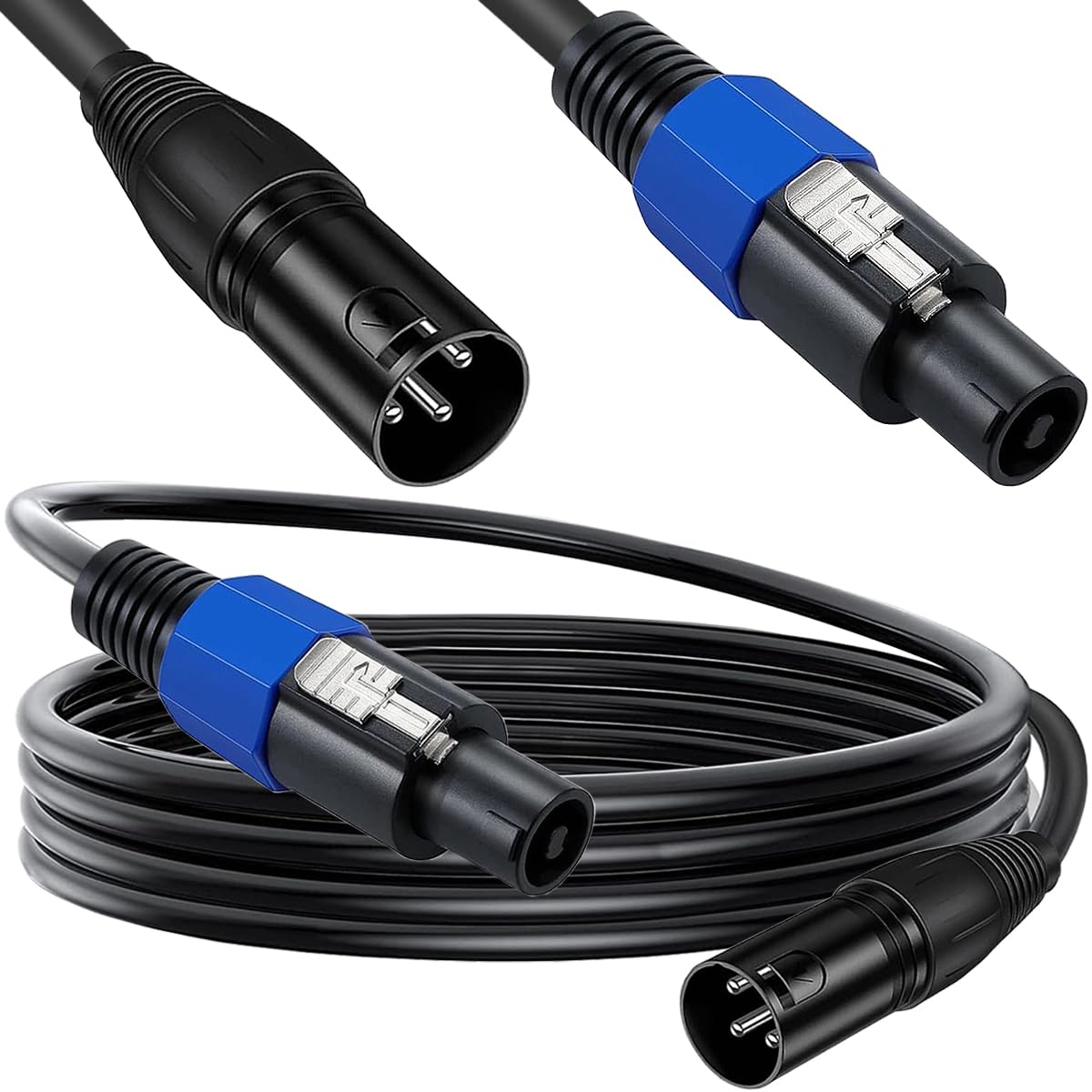 Câble pour Speakon vers XLR Câble pour Speakon mâle vers XLR mâle 3 broches Rallonge adaptateur audio 22 AWG haut-parleur pour amplificateur professionnel, DJ, sonorisation et scène