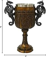 Vista 2 de Pacific Giftware Cáliz doble dragón para beber 9 pulgadas de alto