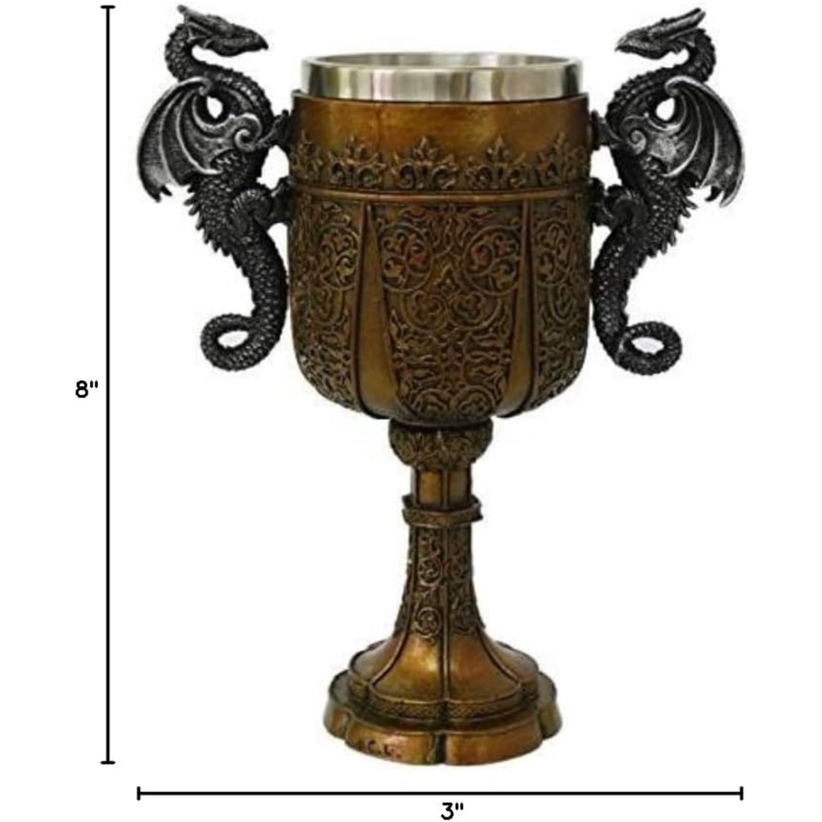 Double Dragon Chalice - Baroque Drinking Goblet -2