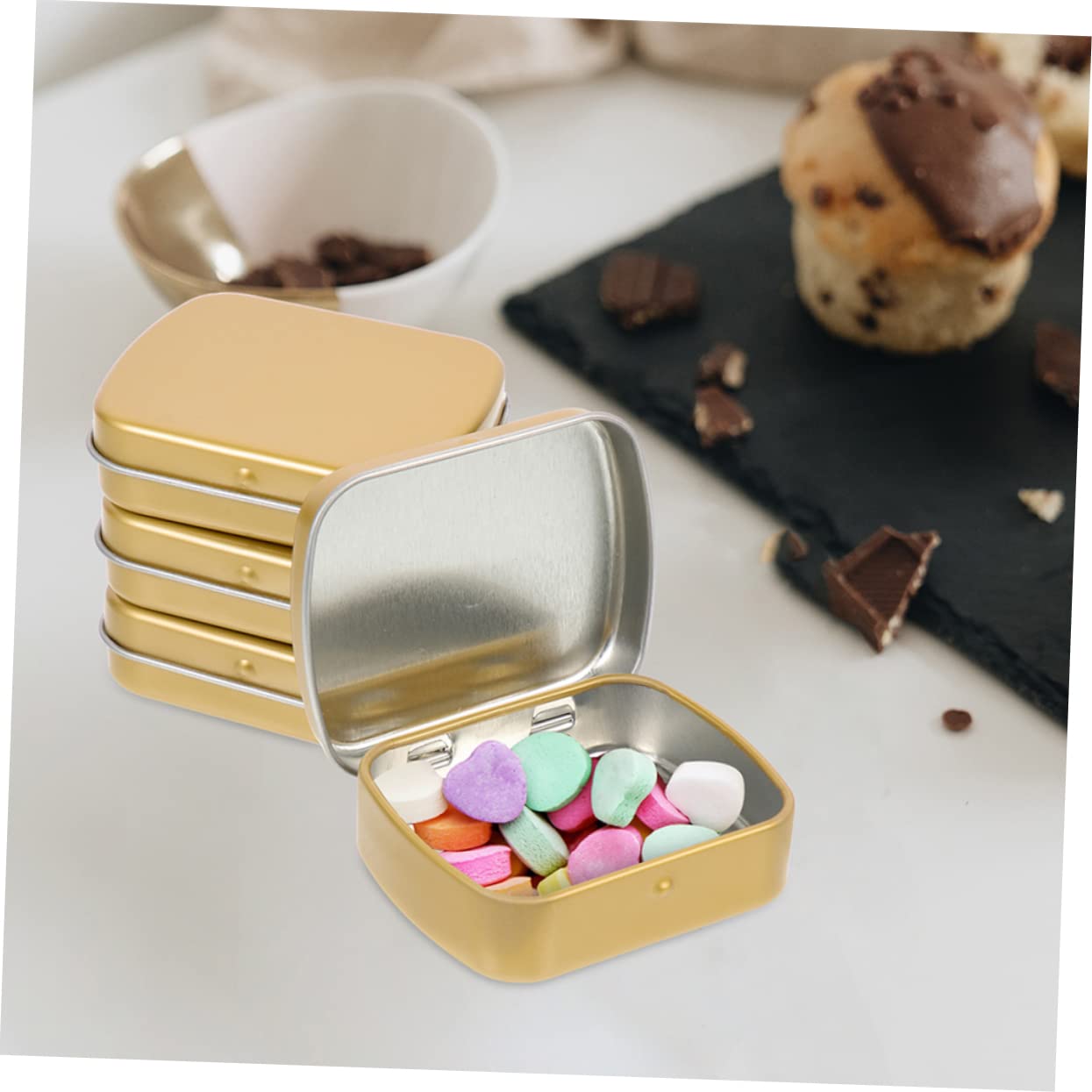 Mini Boîte Rectangulaire Lot de 10 Pièces en Fer-blanc