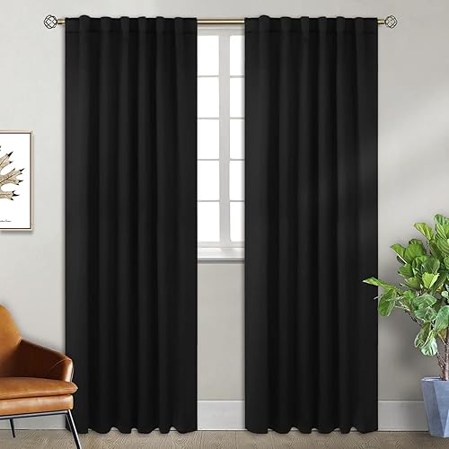 BGment Cortinas opacas con bolsillo para barra y pestaña trasera para dormitorio, cortinas con aislamiento térmico para oscurecer la habitación y