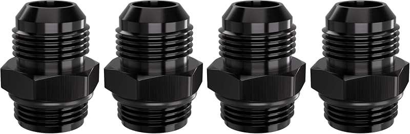 Adaptador 12AN ORB para 12AN APIELE em alumínio preto – Pacote com 2