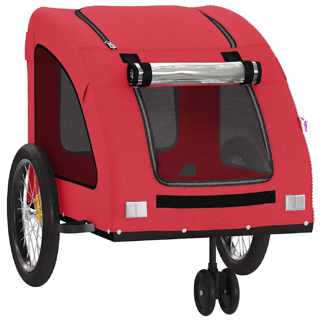 Hundebuggy Rot aus Oxford-Gewebe mit Eisenrahmen, Faltbarer Haustierwagen für kleine Hunde und Katzen, Tragbar für Outdoor Spaziergänge, Wandern, Urlaub, Regenverdeck