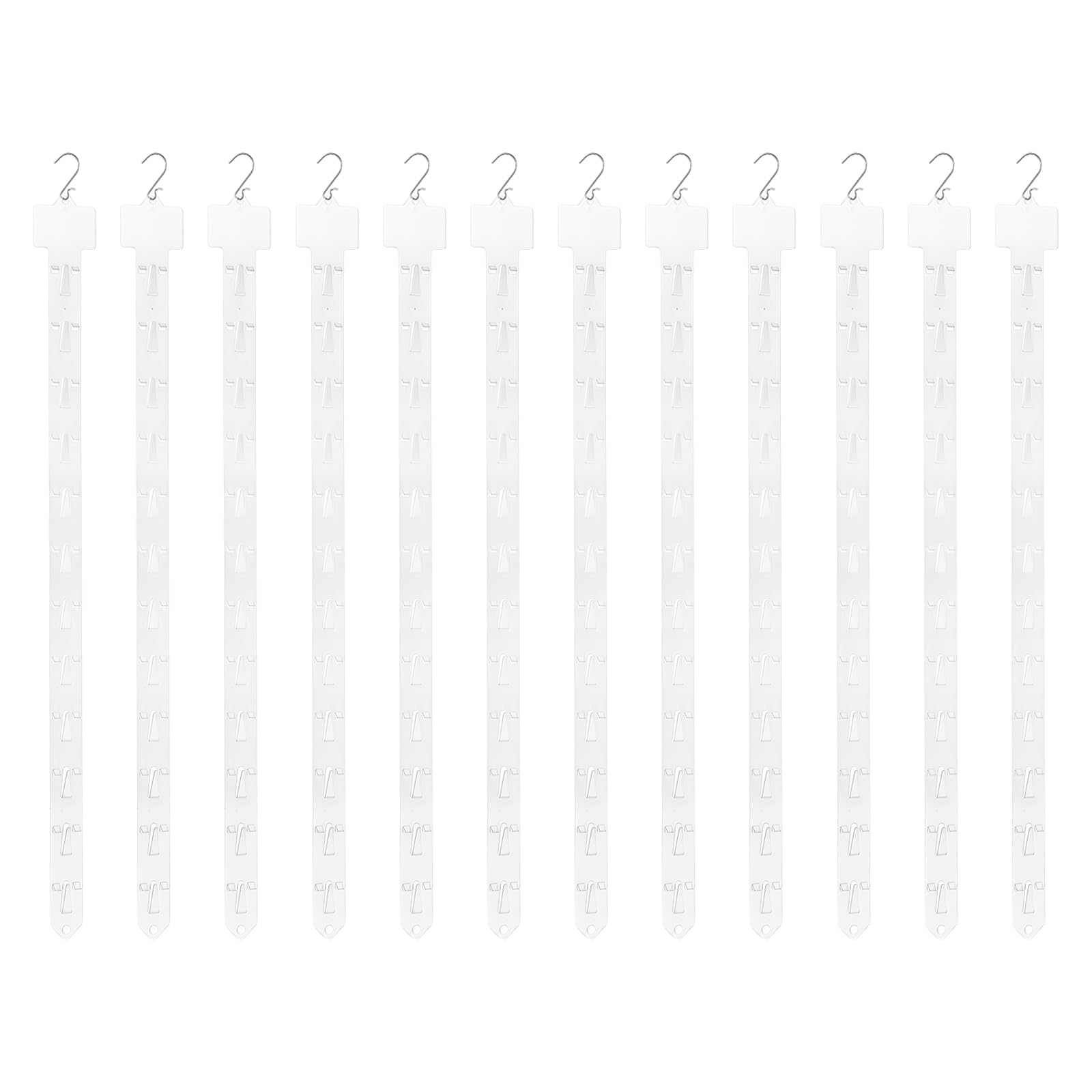 QUARKZMAN 12Pcs Strisce Appendibili Per Merce Con Ganci A S, 24.8" Supporti In Plastica Per Esposizione Con Etichetta Per Negozio, Casa, Organizzazione Sacchetti Snack, Trasparente