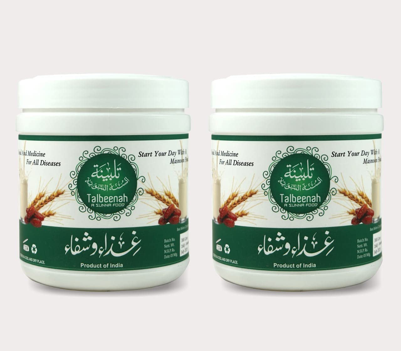 AL MASNOON Talbeena/Talbina with Dry Dates Combo (pack of 2) each 350grm/ A Sunnah Diet For all Age Group