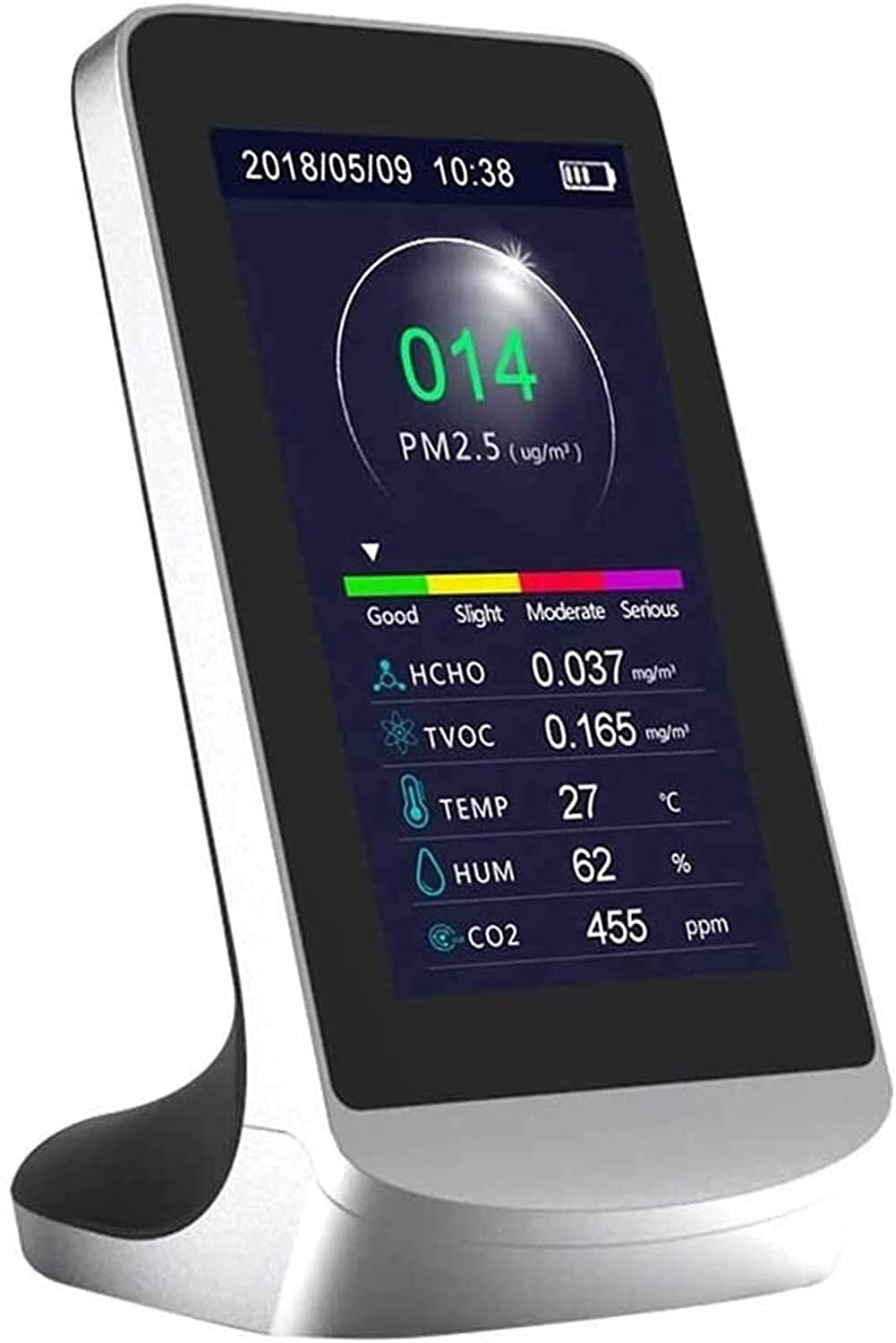 Détecteur d'air intérieur Multifonction, Moniteur de qualité de gaz COVT Haute sensibilité Analyseur de capteur de dioxyde de Carbone CO2 Mètre Durable