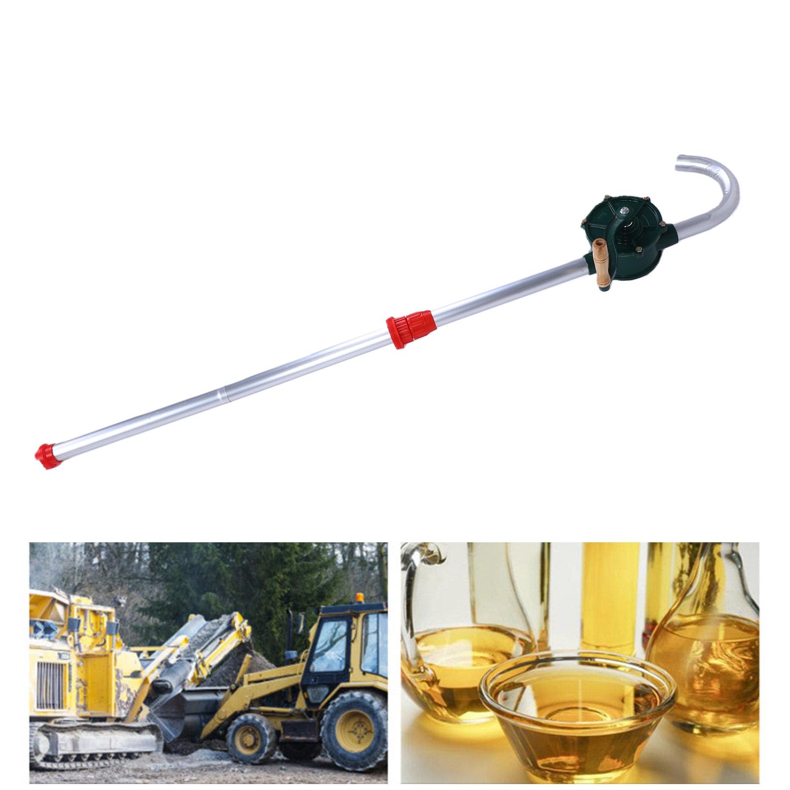 FTVOGUE Pompa per Fusti Rotativa Manuale, Trasferimento di Fluidi in Lega | Corpo in Lega di Alluminio, Resistente Alla Ruggine, per Trasferimento Olio/acqua, Tubo di Uscita a Forma di U, Aspirazione