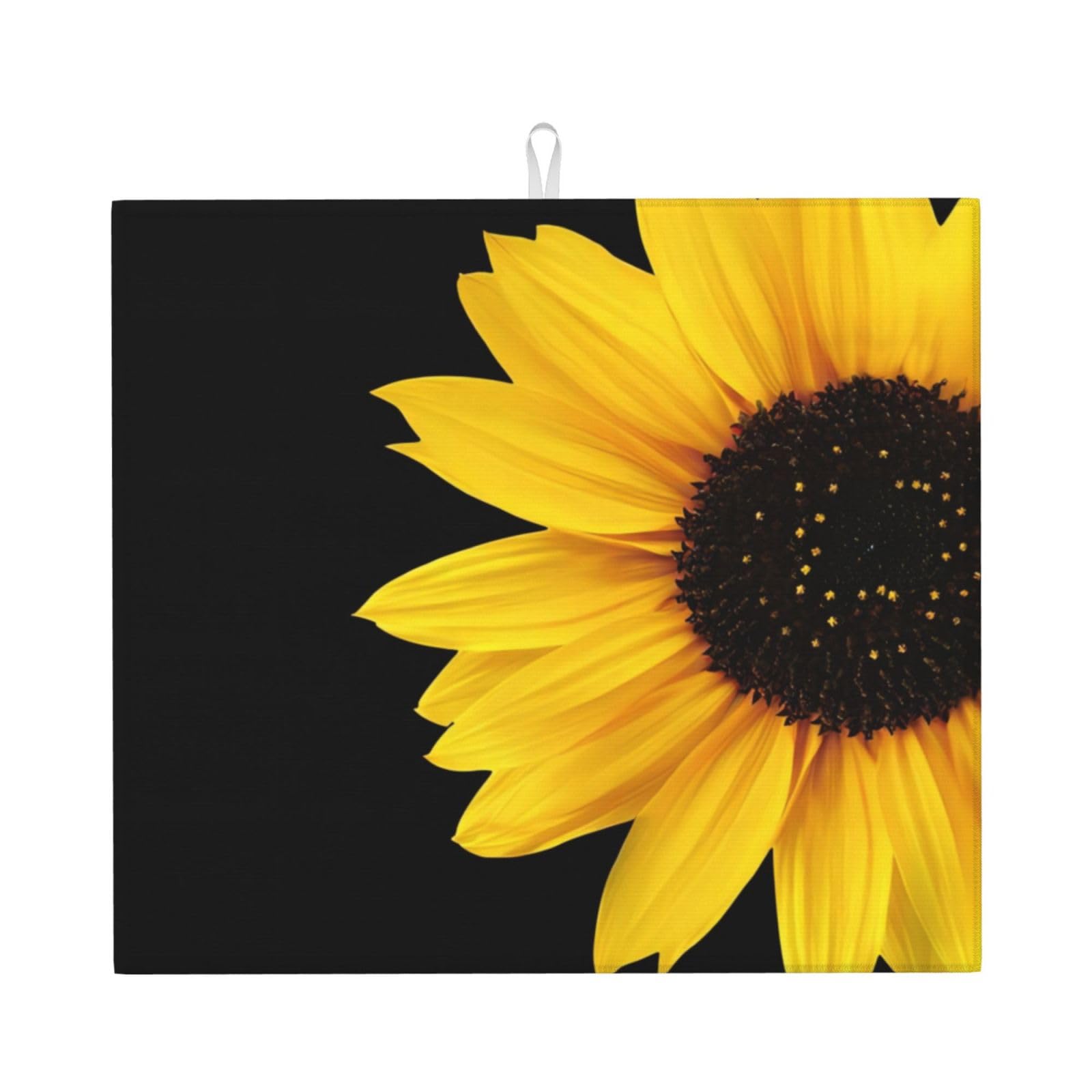 WHJSHOP Wild Flower Sunflower Prints Kitchen Drying Mat – Absorbent Dish Throw for Countertops, Quick-Dry Non-Slip Layer with Colorful Prints, Ideal Housewarming Gift