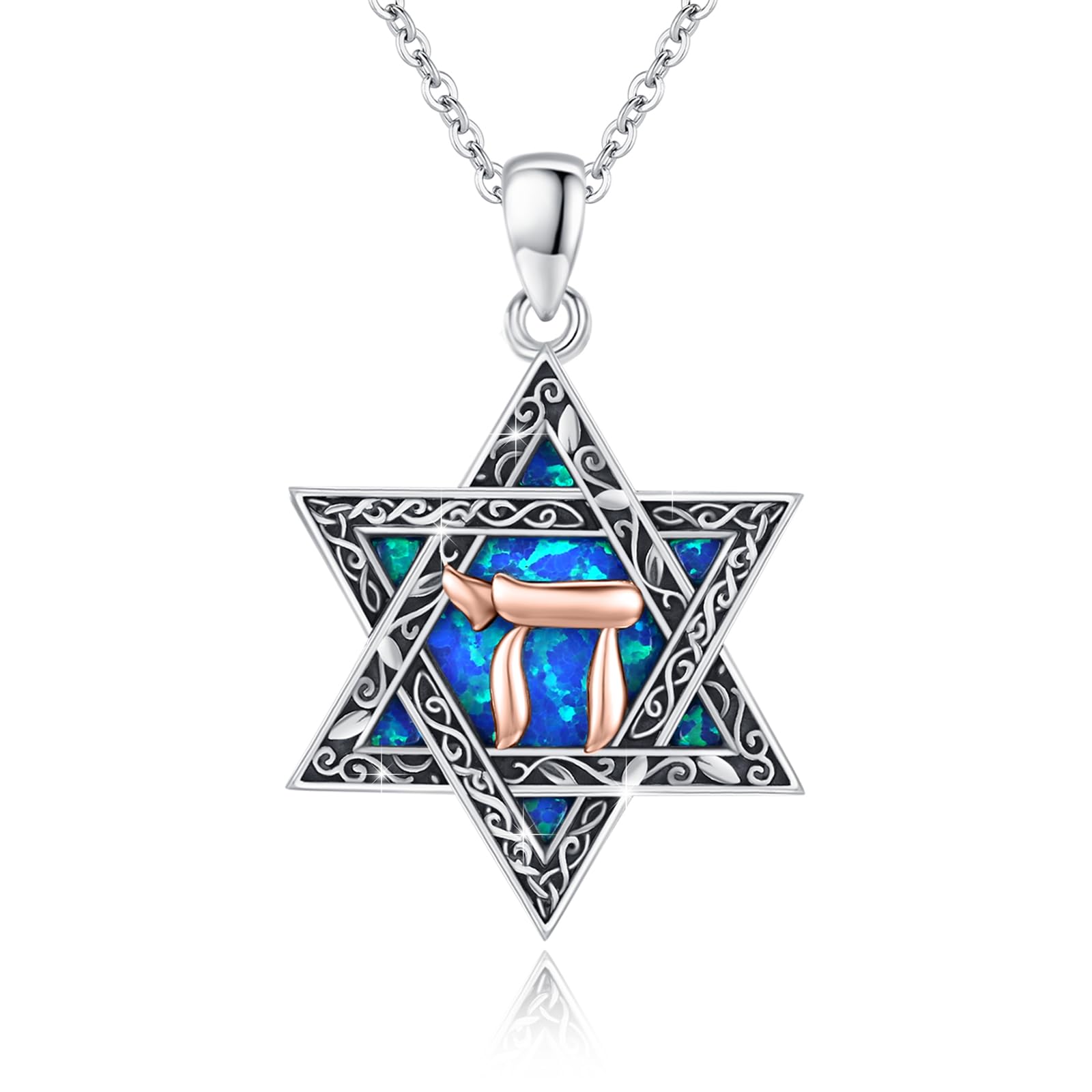 Collana a forma di stella di David, in argento Sterling 925, con ciondolo a forma di stella di David, con ciondolo a forma di stella di David, per uomo e donna