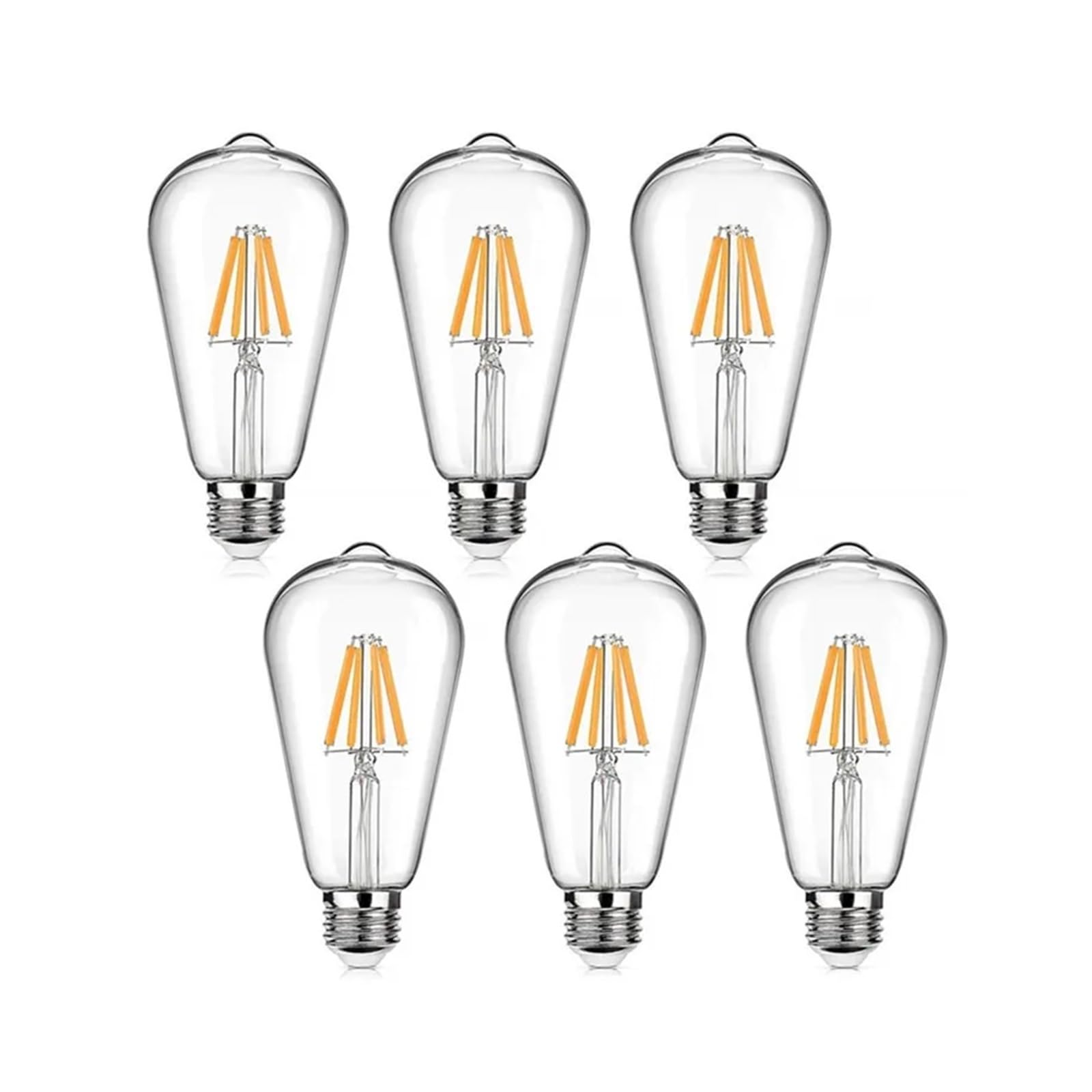 6 sztuk LED ST64 2W 4W 6W 8W DC 220V 110V możliwość przyciemniania złota żarówka z żarnikiem E27 B22 światło Vintage lampa edisona retro złoty wygląd szkła (Size : Warm white, Material : YES_8W 220V