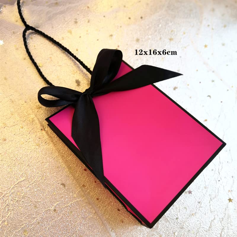 Pretty Pink Kraft Gift Bag Gold Present Box para Pijamas Ropa Libros Empaquetado Gold Handle Paper Box Bags Kraft Paper Gift Bag-Gold Line,10pcs,H 20 XL 15 x W 6cm