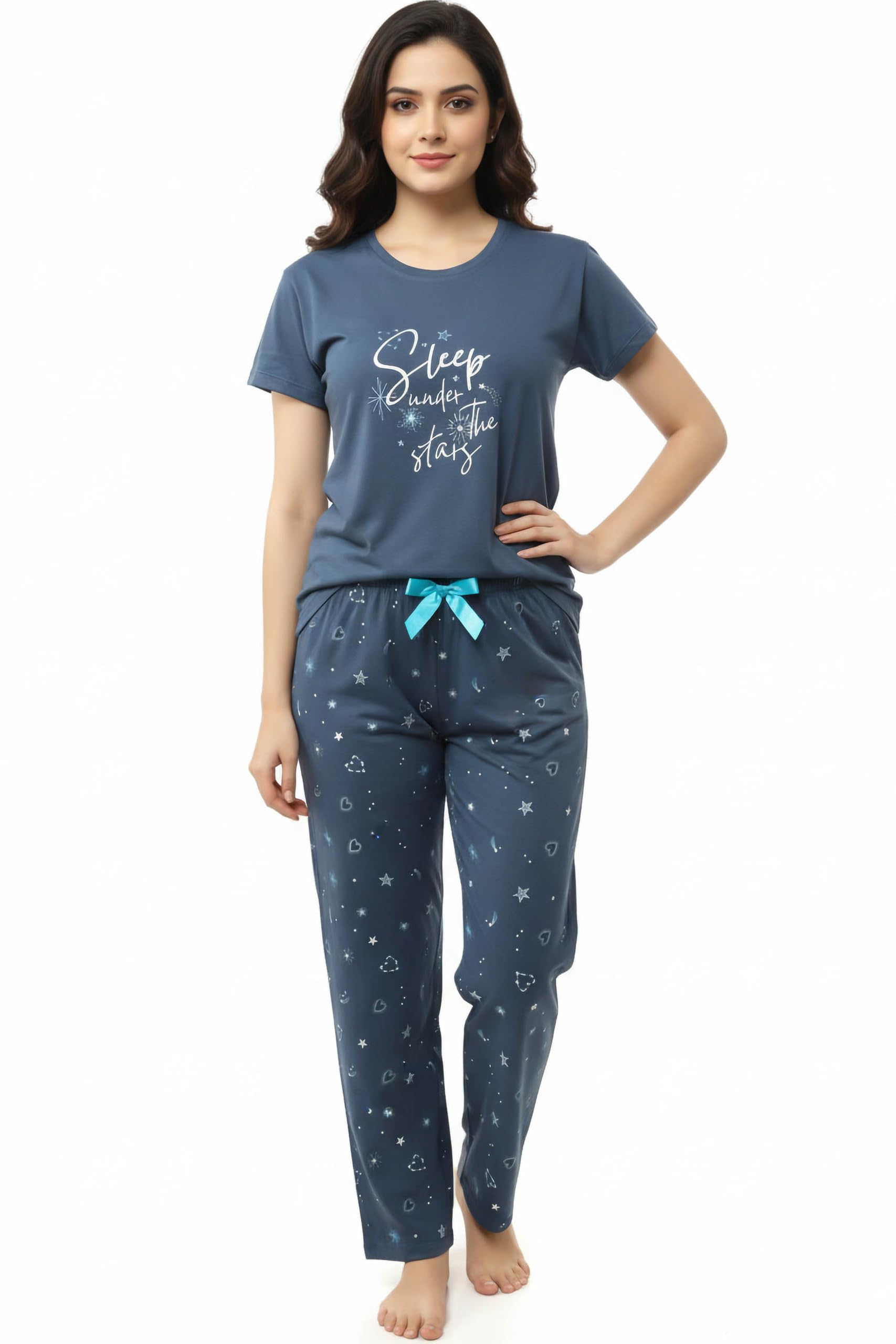 beebelle Night Suit for Women's Printed Cotton Night Dress of Shirt and Pajama-picture-40