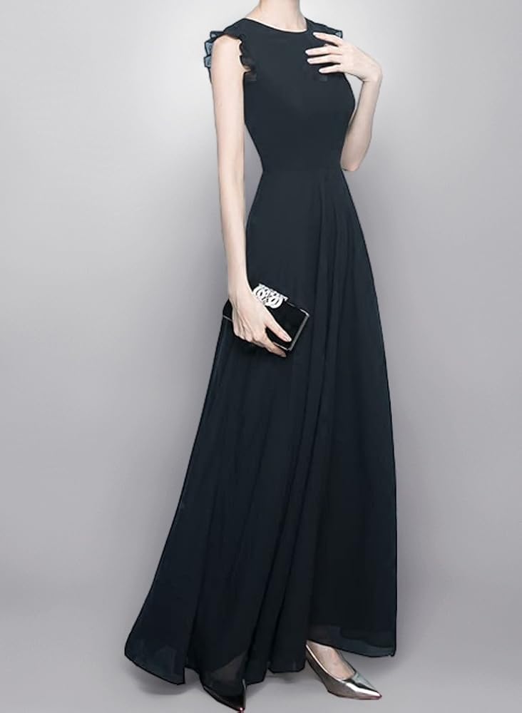 演奏会　披露宴　ドレス　結婚式　セレモニー　謝恩会　黒 Amazon.co.jp: パーティードレス ロング 袖あり 長袖 ロング