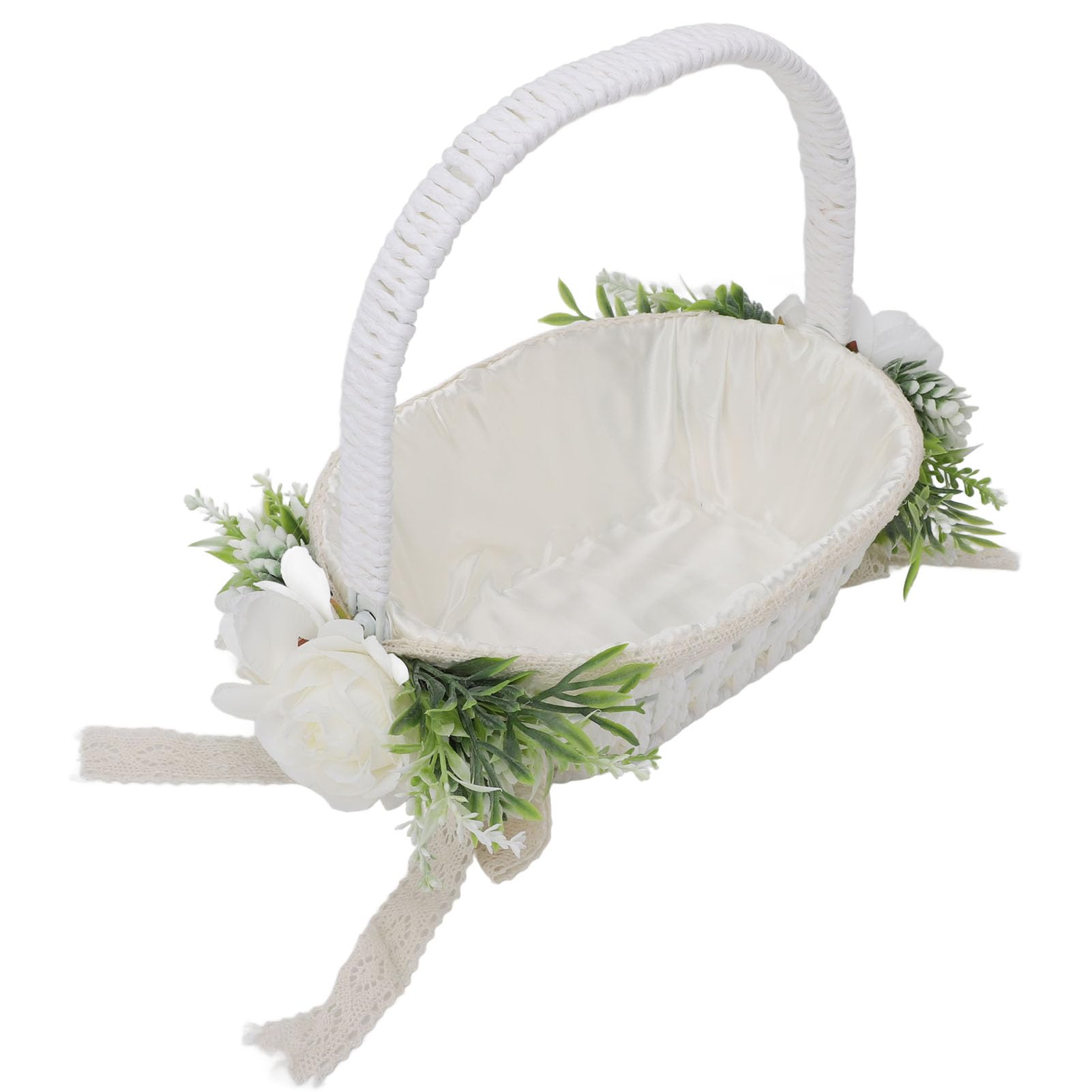 Hochzeits-Blumenmädchenkorb, elegant, handgewebt, Hochzeitsblumenkorb für Brautparty, leichtes und romantisches Design (5799)
