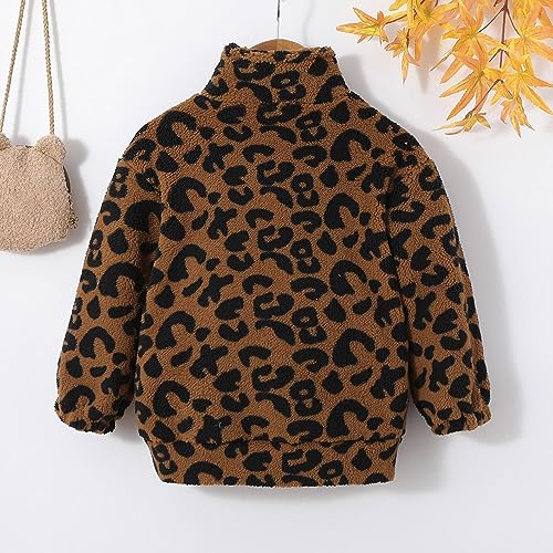 Boys Girls Hoodies Autumn Winter Toddler Boys Girls Long Sleeve Leopard Fleece Hoodie Tops with (Brown, 2-3 Years)4