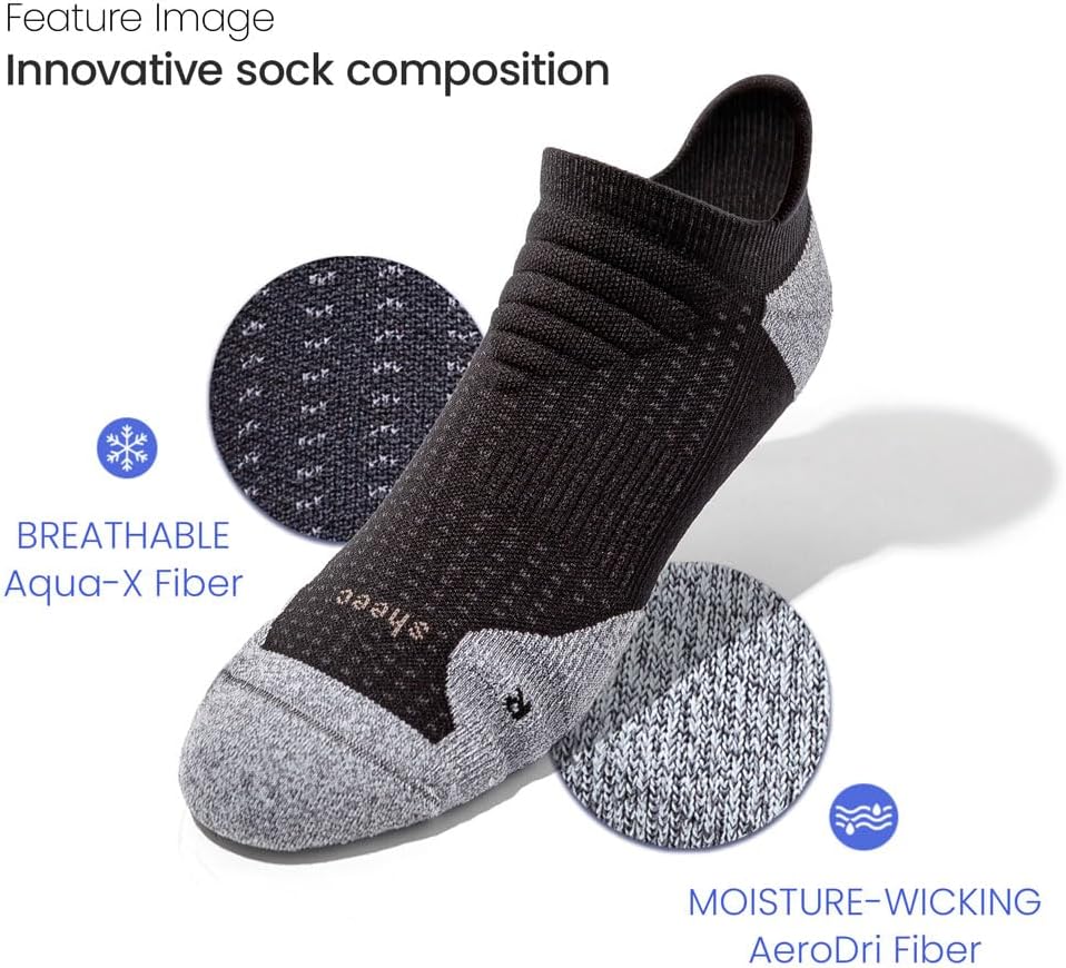 SHEEC Women’s Performance Socks, Cushioned Running & Training Socks with Arch Support, Moisture-Wicking, Ankle & Crew 2Colors