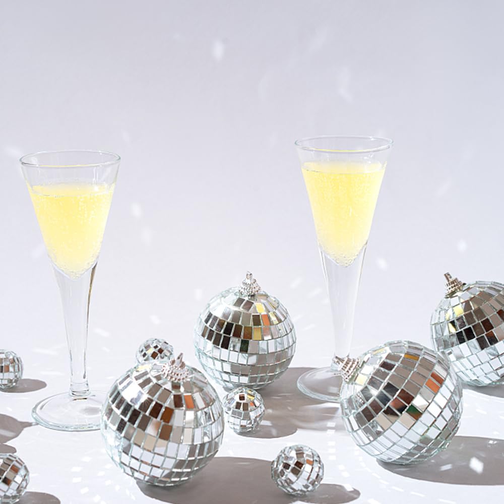 12 Piezas Bolas de Espejo Colgantes Plateadas Bola Discoteca Deco Bola de Disco Bola de Discoteca para Colgar Disco Ball para Cumpleaños, Fiesta Temática (10/7/5/3/2cm)