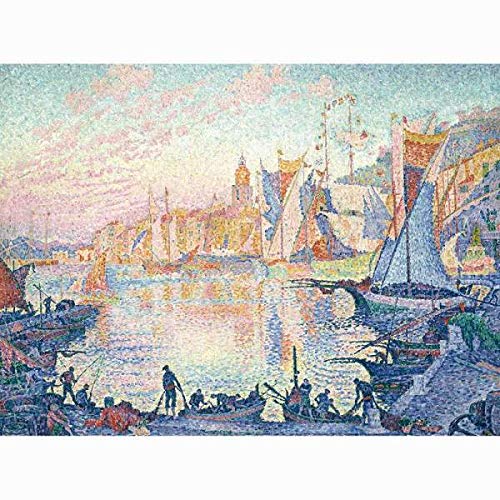 Amazon.co.jp: シニャック『サン=トロペの港』高精彩工芸画+手彩 風景