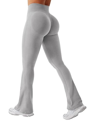 YEOREO Mini Flare Leggings Legging, Impact Lilliean Yoga Pants - 30" inseam - Small - Light Gray