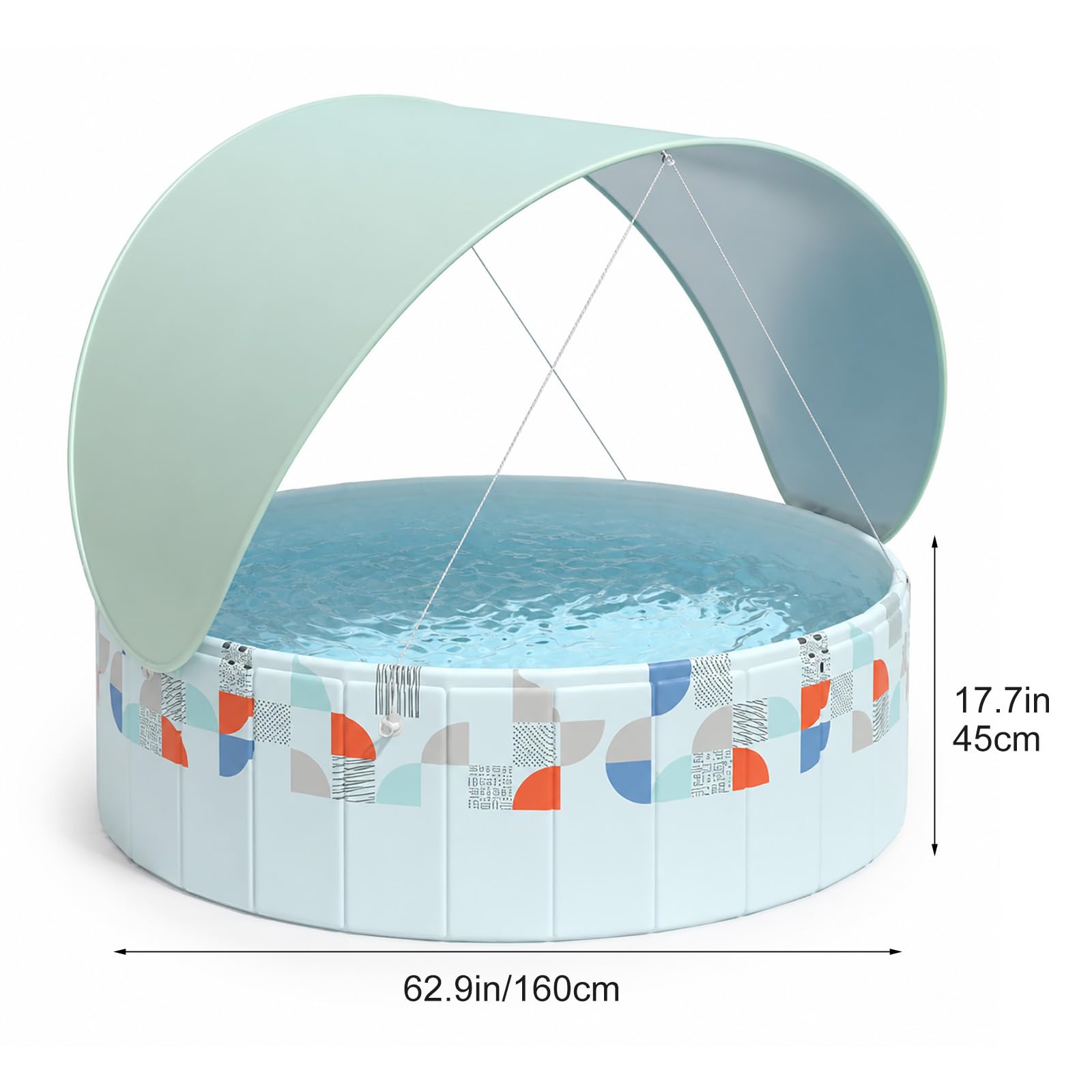 Piscina Redonda Elevada con Toldo, Piscina Familiar para Jardín Exterior