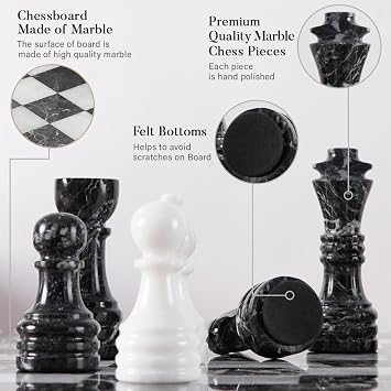 Marble Chess Set Black & White 15