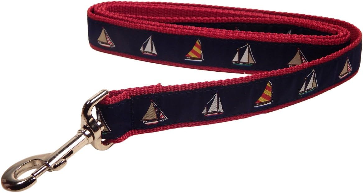 Preston Four Sailboats Dog Leash, Medium and Large Dogs, 1 1/4 Inch Width, 6-Foot Length