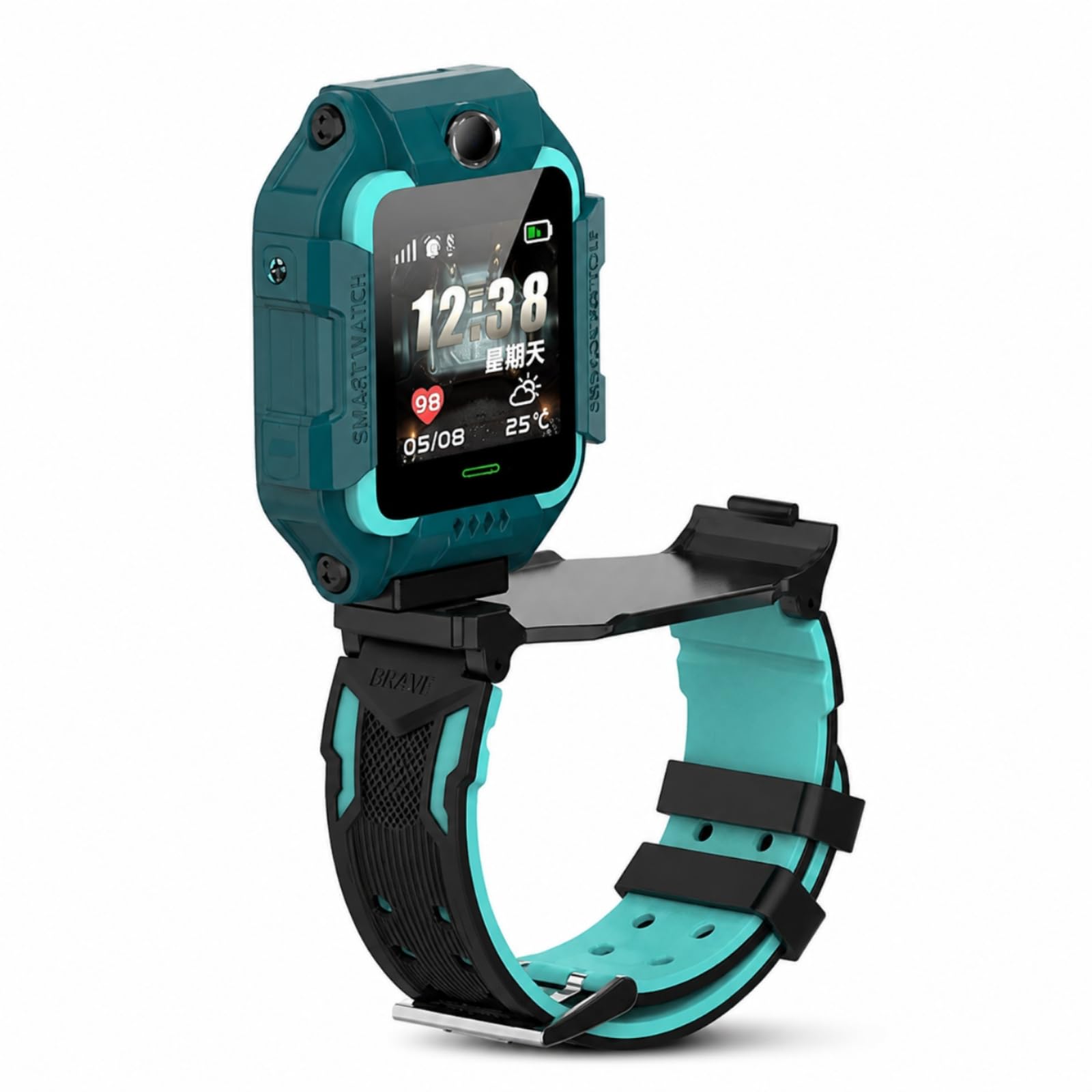 Waterproof Smartwatch with Camera Touchscreen Smartwatch with Silicone Strap Rechargeable Telephone Watch Lightweight for Children, Children, Students, Outdoor Play, School, Green, Q19por-2g-image-45