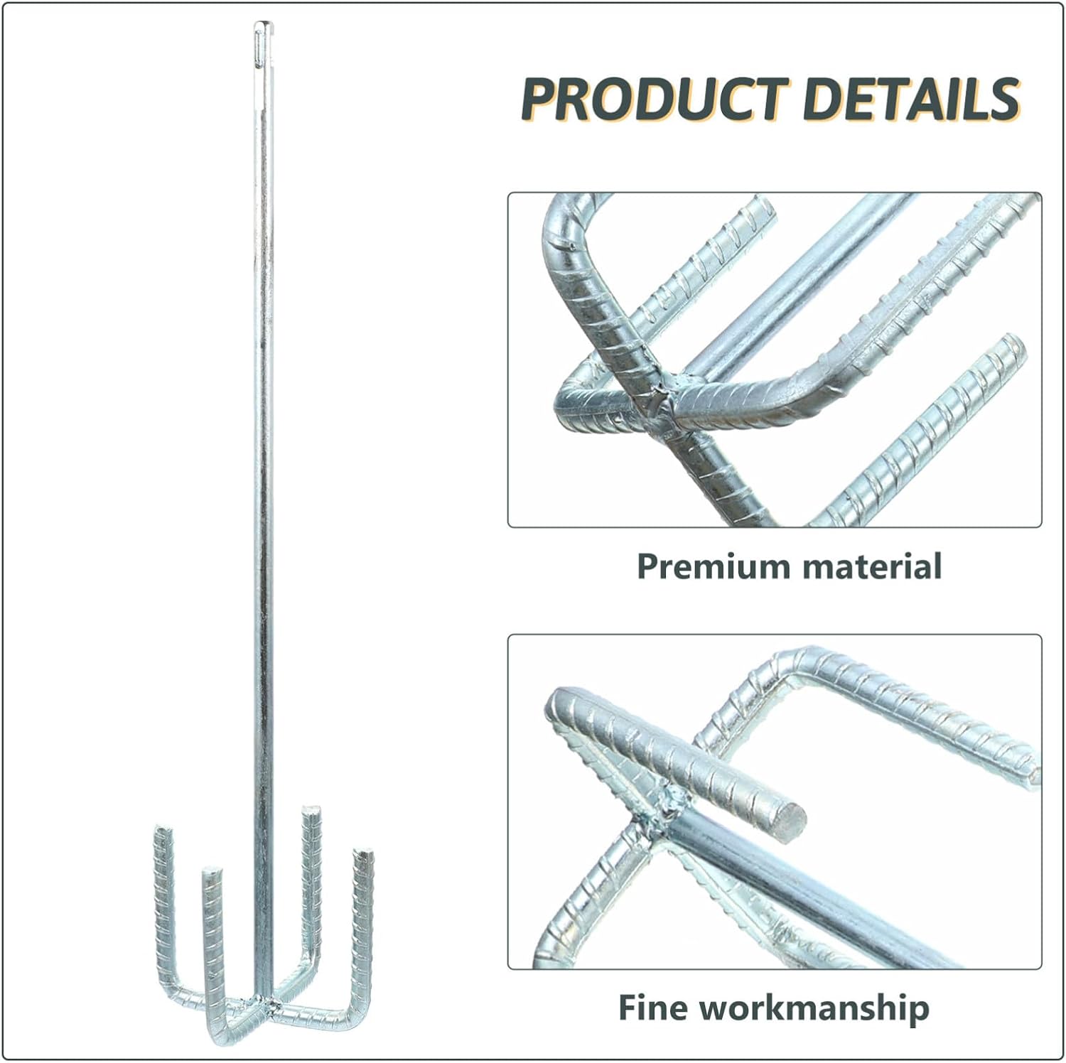 Electric Drill Paint Mixer Concrete Mixing Rod for Putty and Plaster | 45 Steel, Silver Finish, Ventilation Design, Quick Mixing, Removable Cleaning