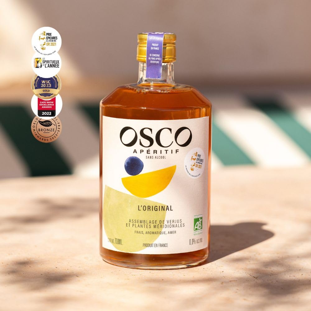 OSCO L'Original apéritif sans alcool 0.0% bio 700 ml - Spiritueux sans alcool amer, aromatique, frais - Apéritf vegan, sans gluten, plusieurs fois primé et à faible teneur en sucre