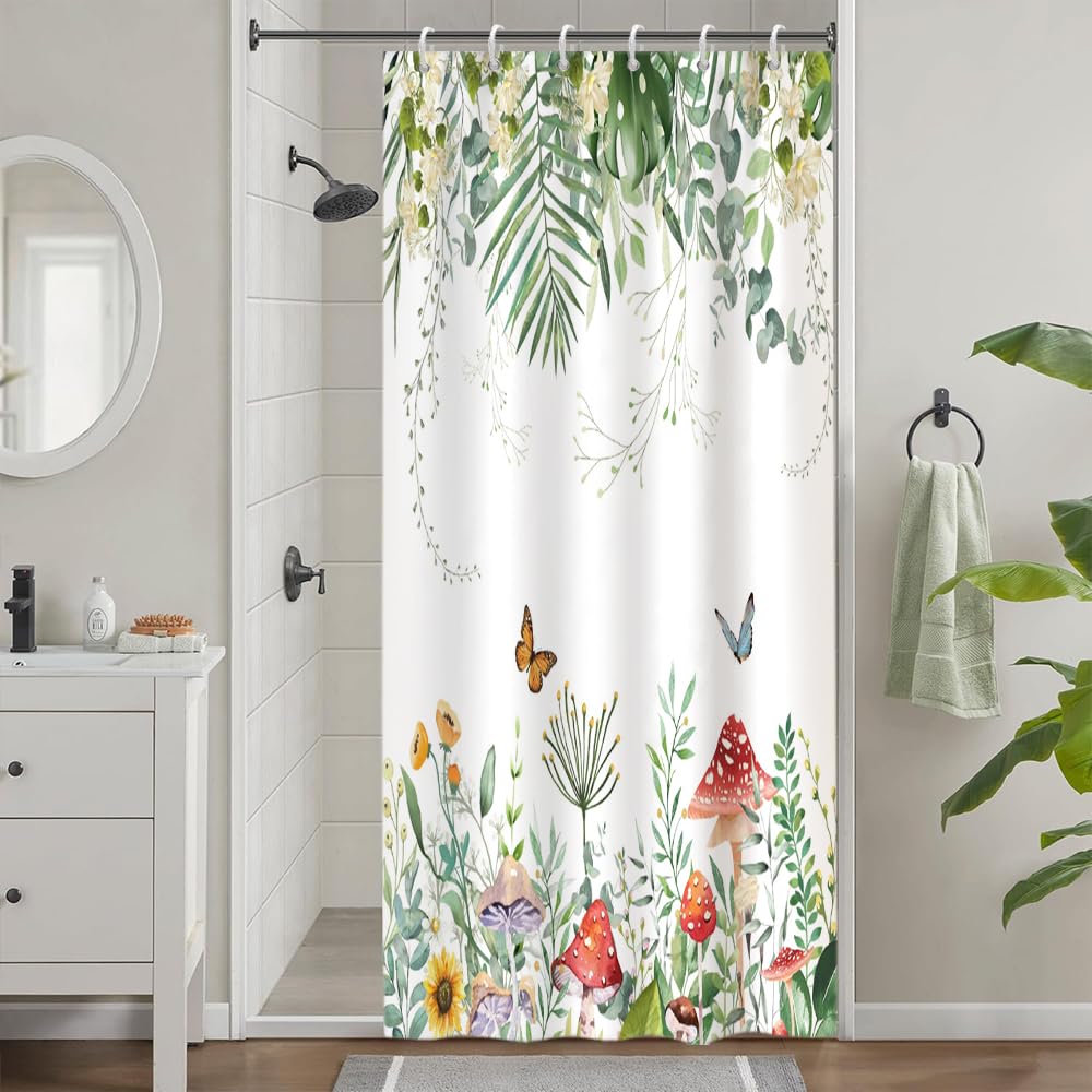 Cortina de Ducha de Hoja Eucalipto, Cortinas de Ducha Verde Oro Abstracto Planta Cortinas de Baño Antimoho Impermeable Lavable Tejido de Poliéster Cortina Ducha con 12 Ganchos 120x200cm — view 155