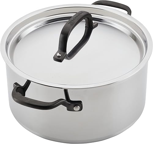 Miniatura 3 de KitchenAid Olla de acero inoxidable pulido revestido de 5 capas con tapa 6 cuartos de galón
