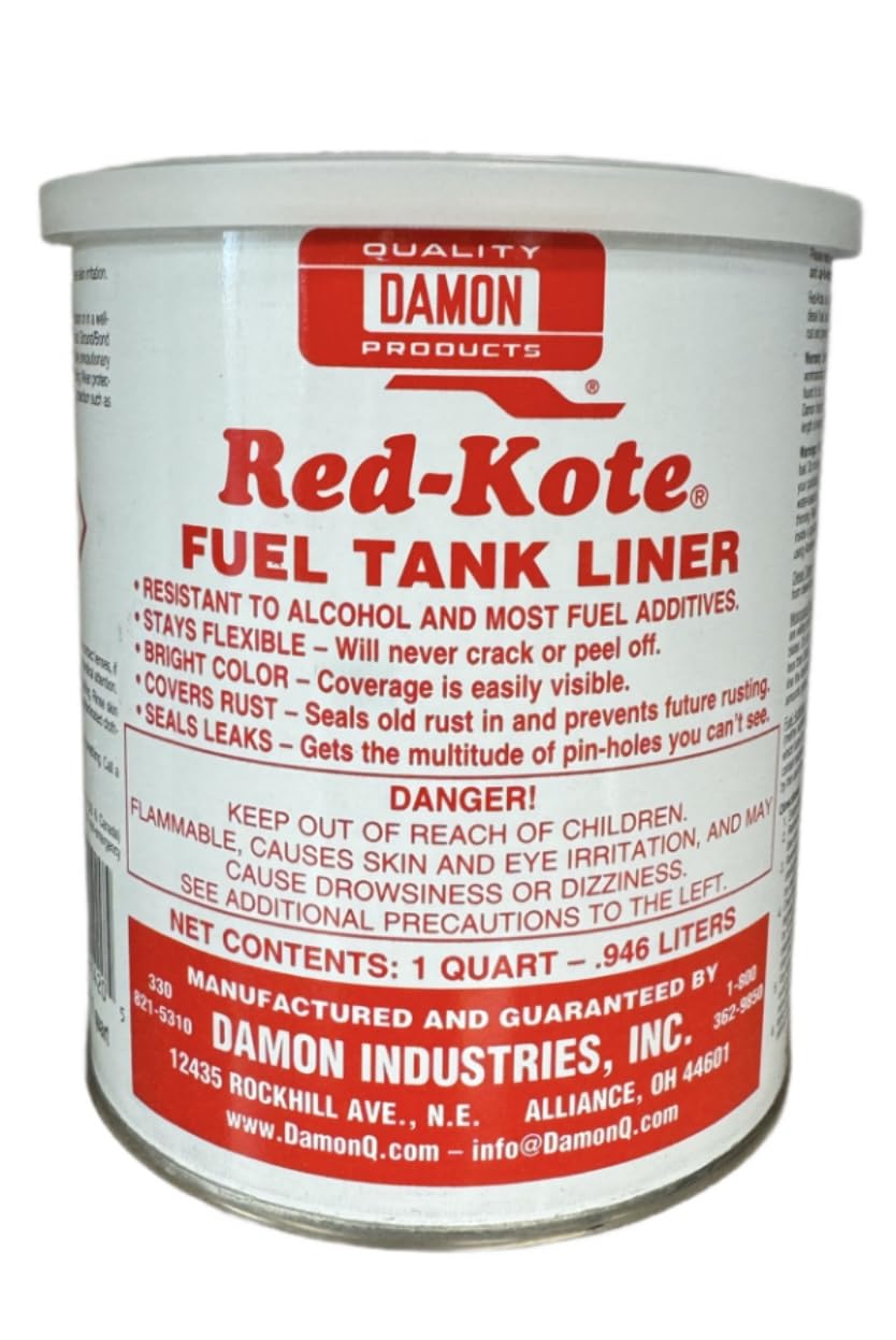 RED KOTE FUEL TANK LINER, GAS TANK SEALER, FUEL TANK SEALER 1 QT. STOPS RUST, CORROSION AND LEAKS