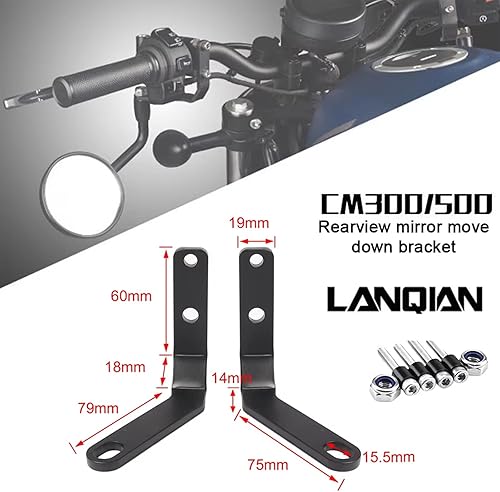 Miniatura 2 de CMX500 2025 - Soporte para espejo retrovisor de motocicleta para manillar retrovisor lateral compatible con Rebel CMX500 CMX300 CMX250
