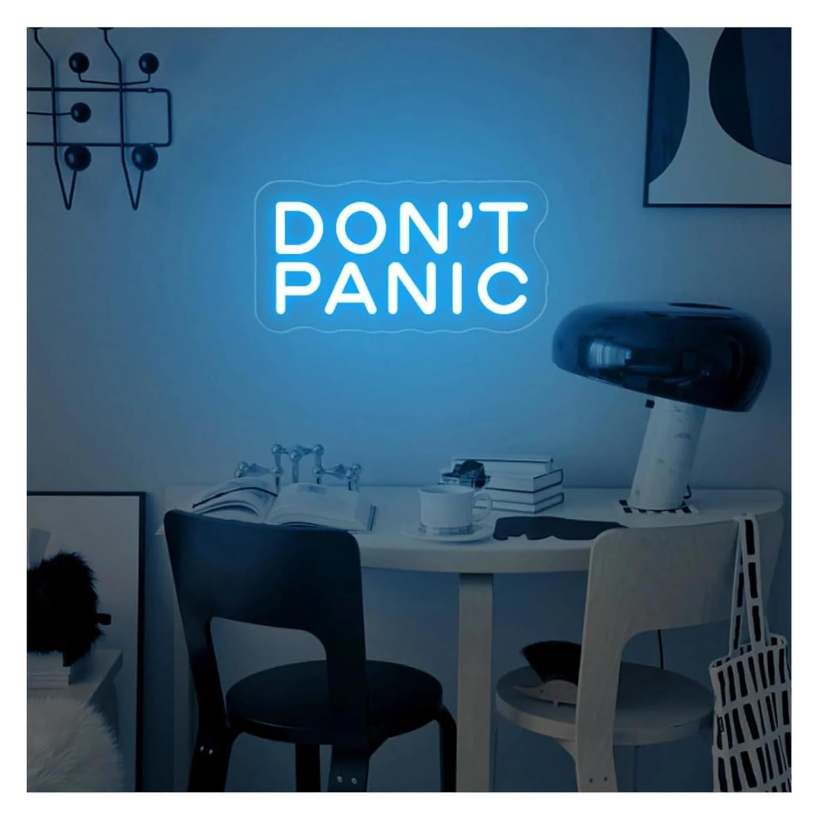 Lampada da parete a LED con scritta "Don't Panic" al neon, decorazione per l'atmosfera della per salute mentale 40cm(B)