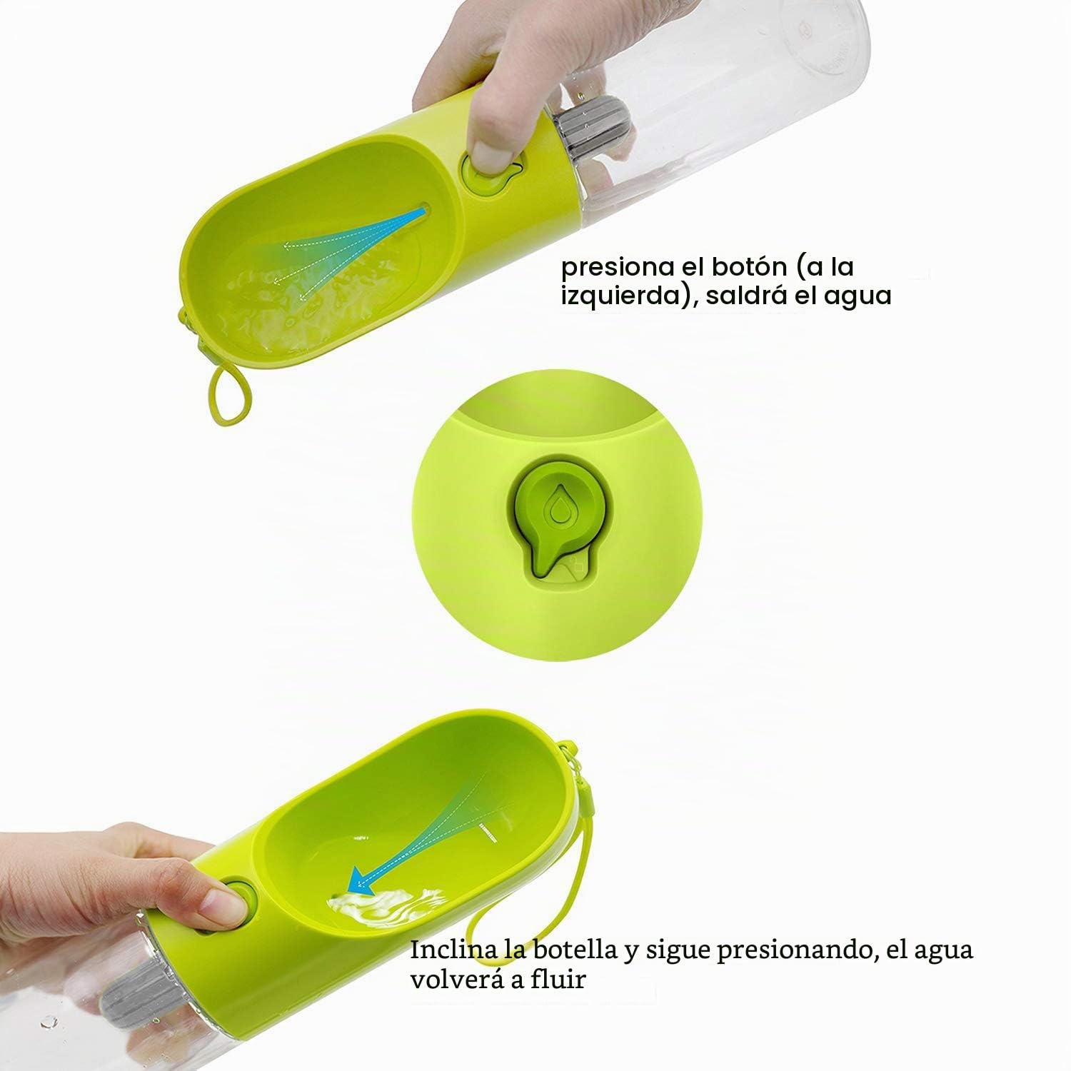 Botella de Agua para Perros para Caminar-Dispensador de Agua para Mascotas Moda Antibacterial portátil para Perros Viaje Botella para Beber Agua(Verde)