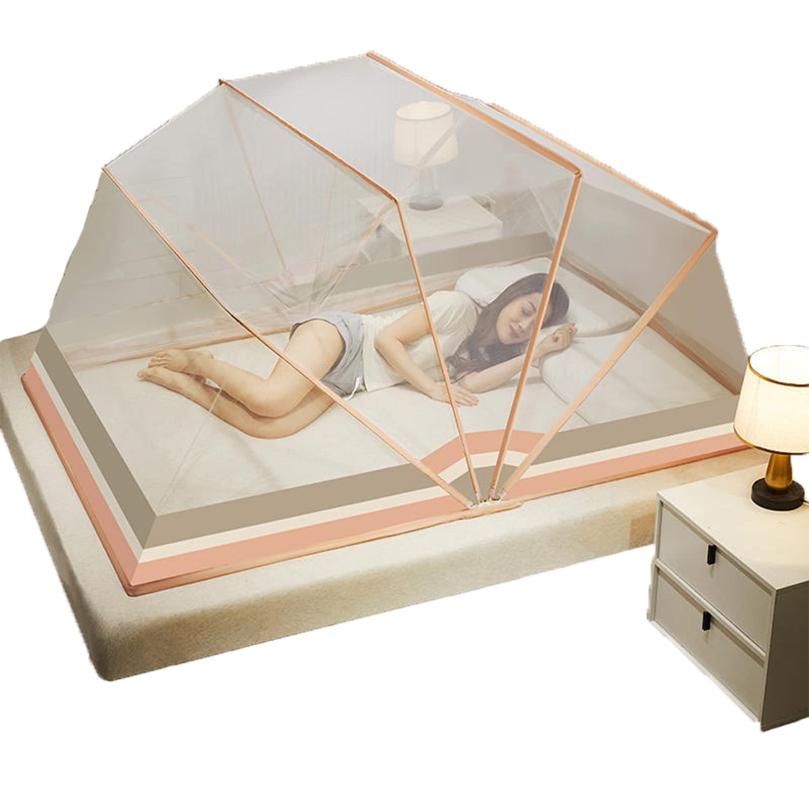 GJMSSMY Portable Mosquito Mesh,Heightened Folding Mosquito Net Tent No Installation Mosquito Net Convenient Breathable Easy to Install and Wash for Bed Courtyard Traveling,C,160 * 190 * 12