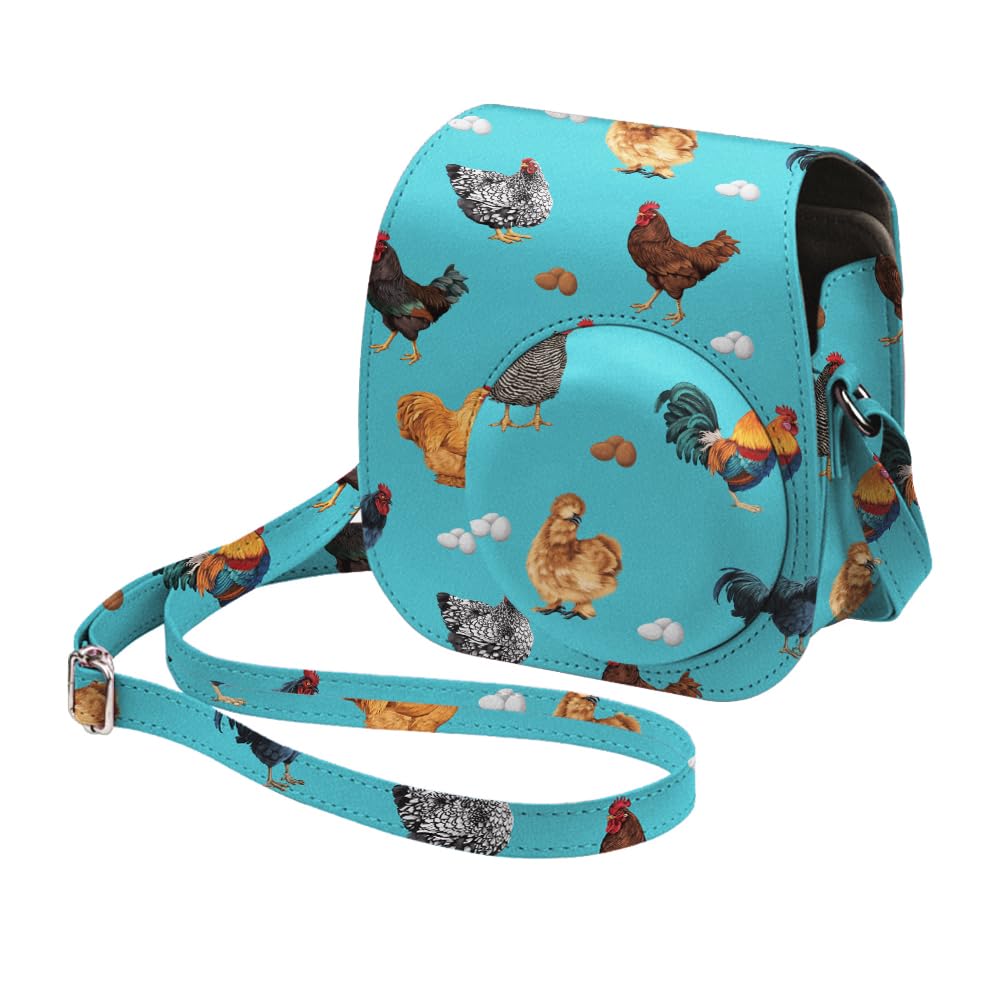 WIRESTER Camera Bag Case with Pocket and Shoulder Strap, PU Leather Protective Carrying Case Cover Compatible with Fujifilm Instax Mini 11 12 Instant