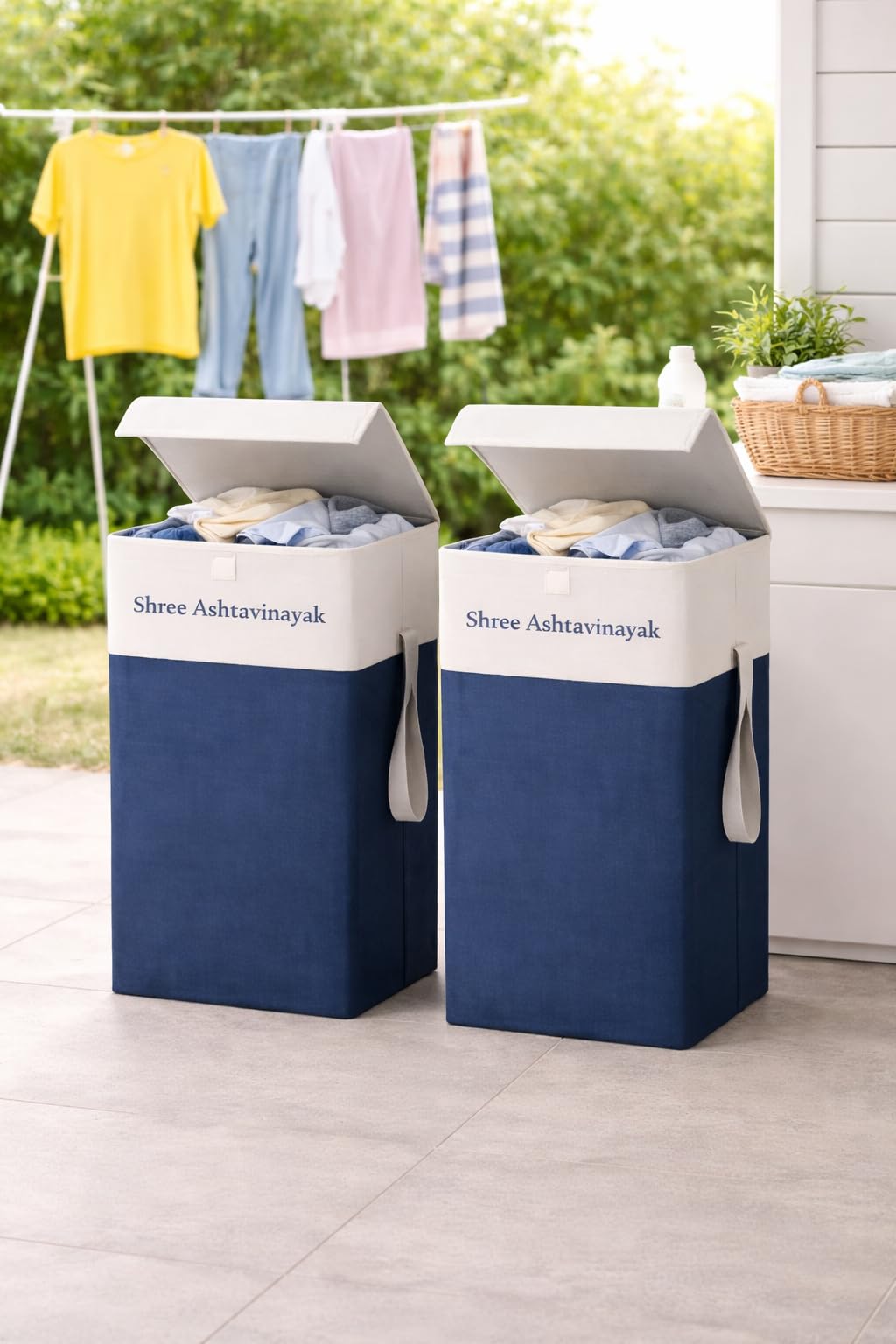 Laundry Basket 68L Blue Combo of 2, Toy Organizer, Storage Unit, Cloth Organizer-image-41