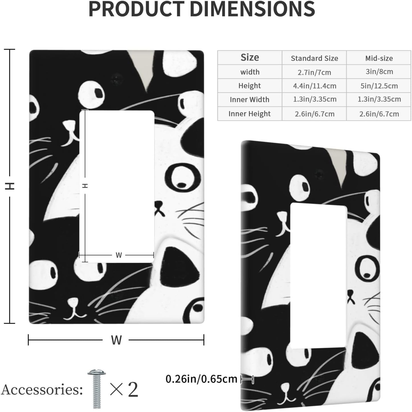 Funny Cat Single Rocker Light Switch Cover Plate Decorative Wall Plates, 1 Gang Switch Plates And Outlet Covers 2.7"" X 4.4"" For Bedroom Bathroom Kitchen Home Decor, 11564