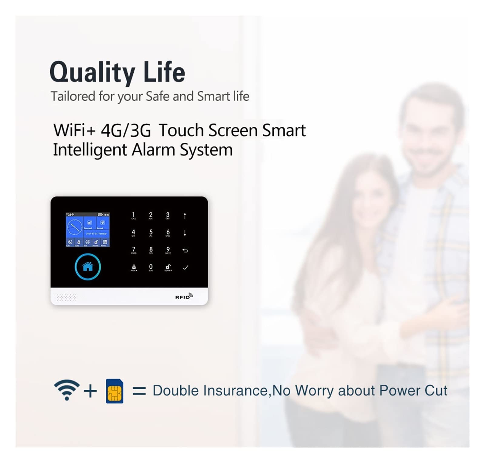 Kit Alarma Casa, PG-103 4G 3G GSM Sistema de alarma Tuya Smart Life Aplicación Control for la alarma de seguridad del hogar con Pir Sensor Puerta Sensor Smart Home Kit(Set A)