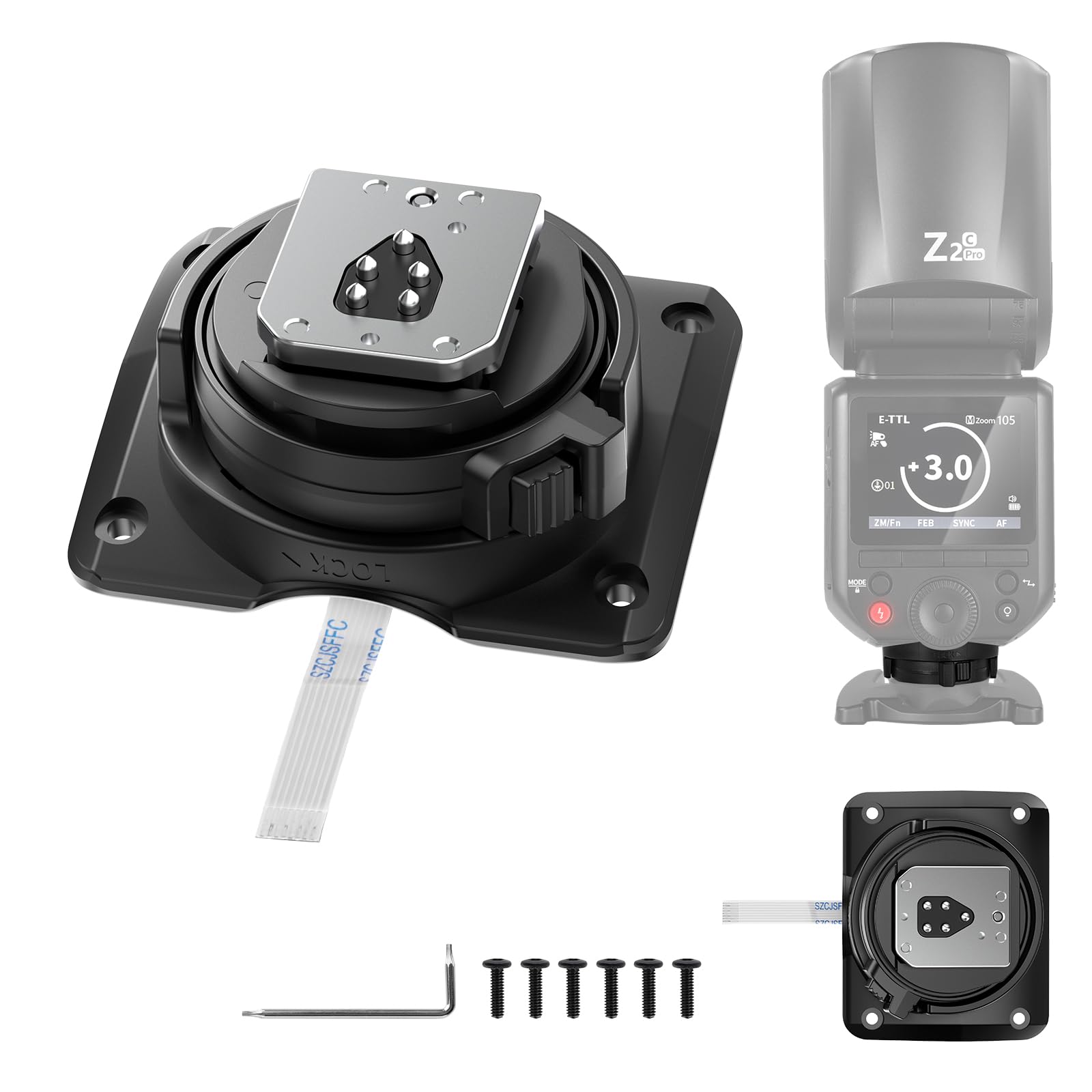NEEWER Z2-C Replacement Hot Shoe Mount, Only for Z2-C/Z2Pro-C/Z2II-C Round Head Flash Compatible with Canon Cameras, Speedlite Hot Shoe Adapter Repair Part with Upgraded Metal Contact Interface-image-4