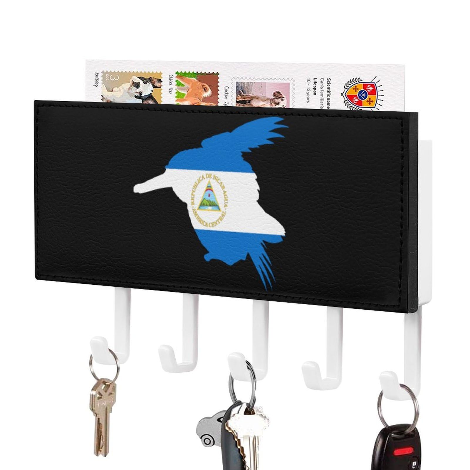 NCLQVJXZKHW Nicaragua Bird Nicara Kingfisher Key Holder with 5 Hooks Key Hooks Wall Mounted Key Racks Key Hanger Organiser Shelf