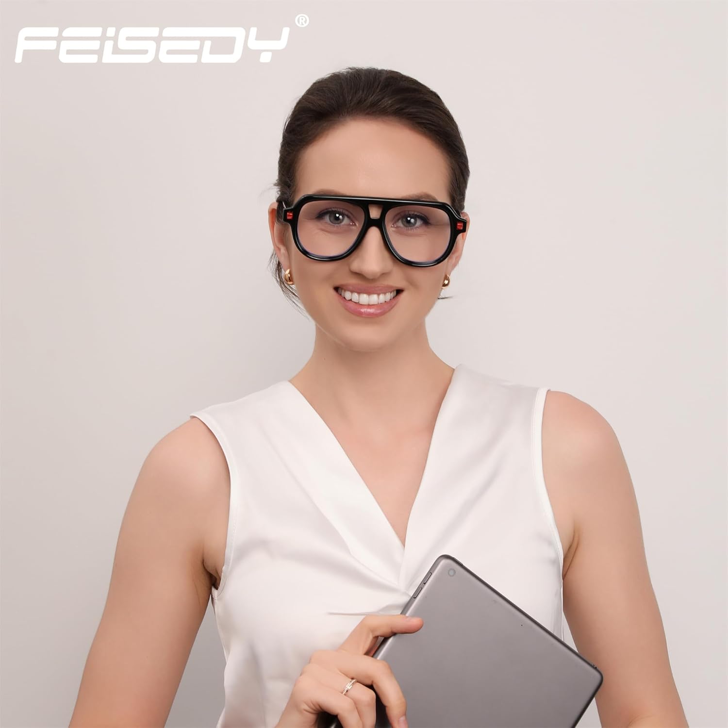 FEISEDY Aviator Frame Glasses for Women Men Blue Light Blocking Glasses Anti Glare Computer Eyeglasses B0039 - Image 2