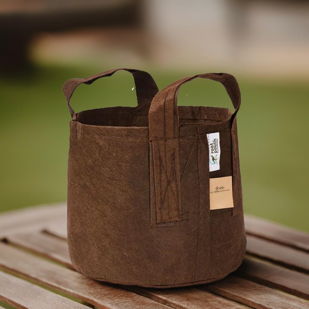 Root Pouch 10-Pack 20 Gallon, Brown Fabric Plant Pot with Handles
