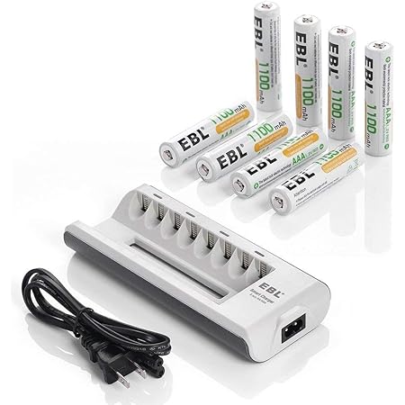 EBL AAA Rechargeable Batteries Precharged 8 Pieces 1.2V 1100mAh AAA Batteries with Battery Charger for AA AAA Batteries