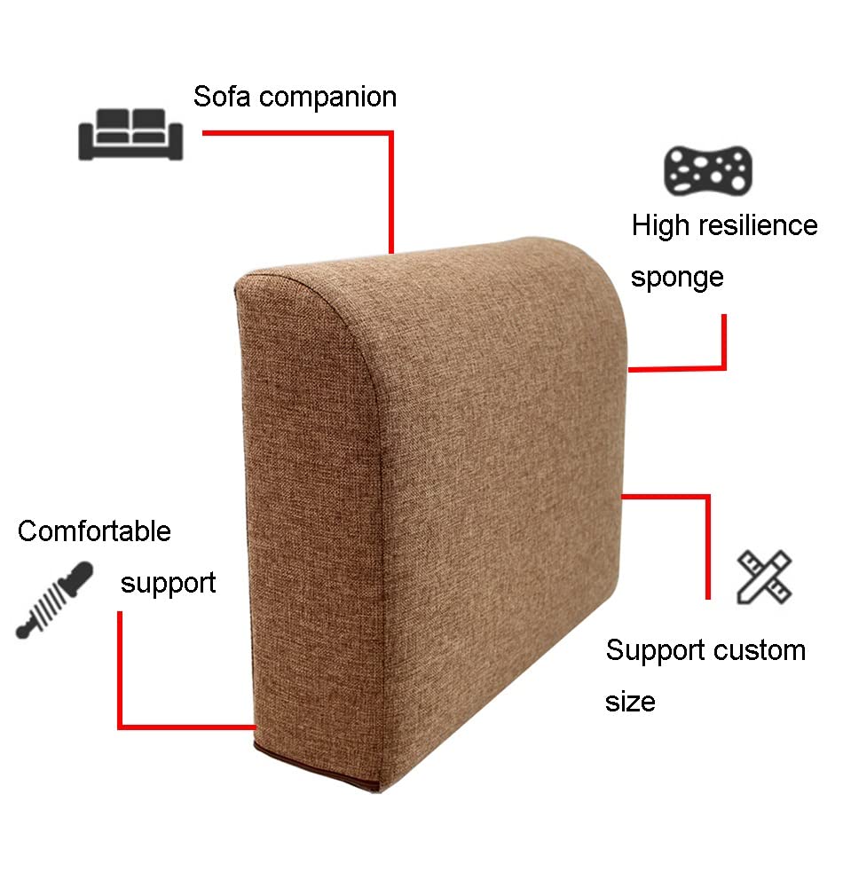 Sofa Back Cushion Durable Sofa backrest Pillow 50X48X15cm for Bed Pillow and Sofa backrest Soft Large Pillow Backrest Linen Material Back Cushion ( Color : Brown1 , Size : 60X48X15cm )