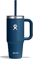 Vista 94 de Hydro Flask - Vaso de viaje con asa, tapa y pajilla, acero inoxidable térmico, 32 onzas, color azul